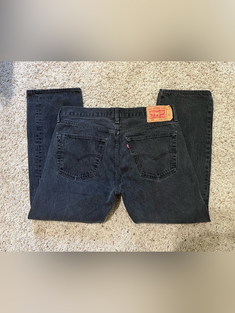 Levi's Gray/Black Wash 100% Cotton Button Fly 501 Denim Jeans 36x30